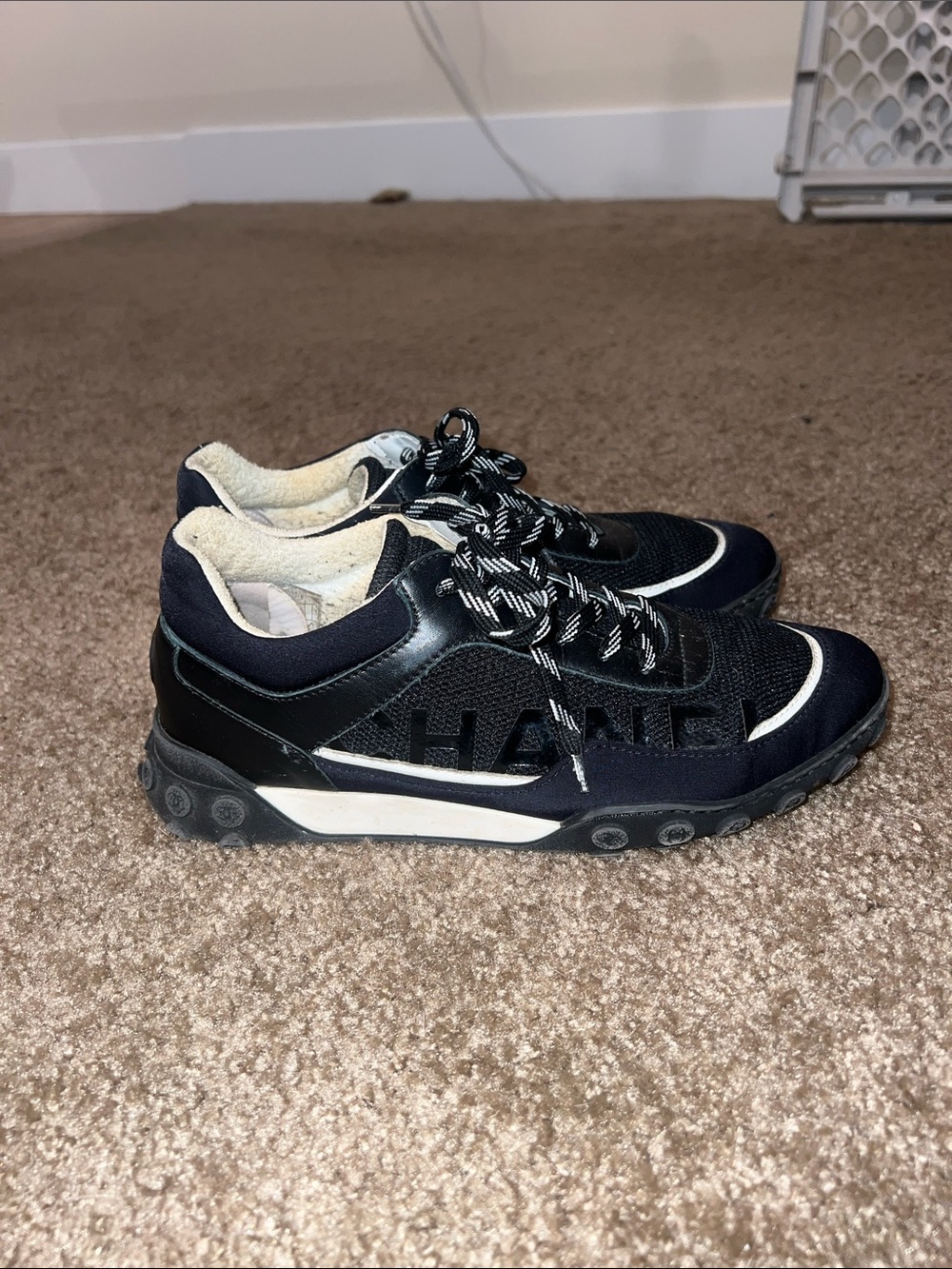 CHANEL Black and White Athletic Sneakers